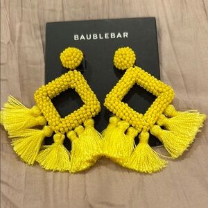 NWT BaubleBar Bright Yellow Beaded Square Earrings